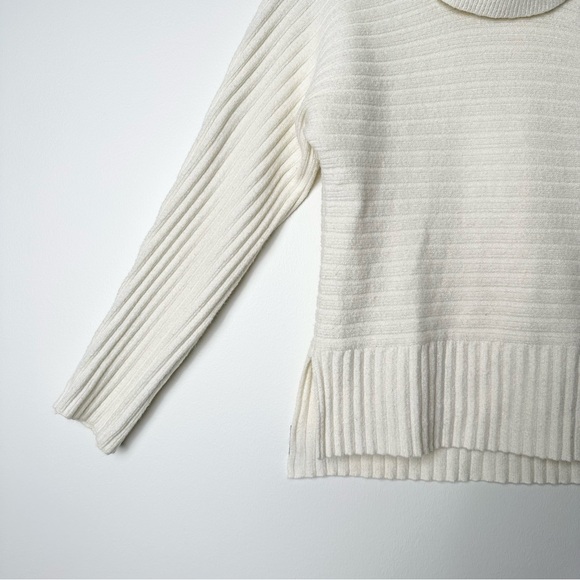 Anthropologie Moth Cream White Oversized Slouchy Ribbed Cowl Neck Sweater - Picture 6 of 14